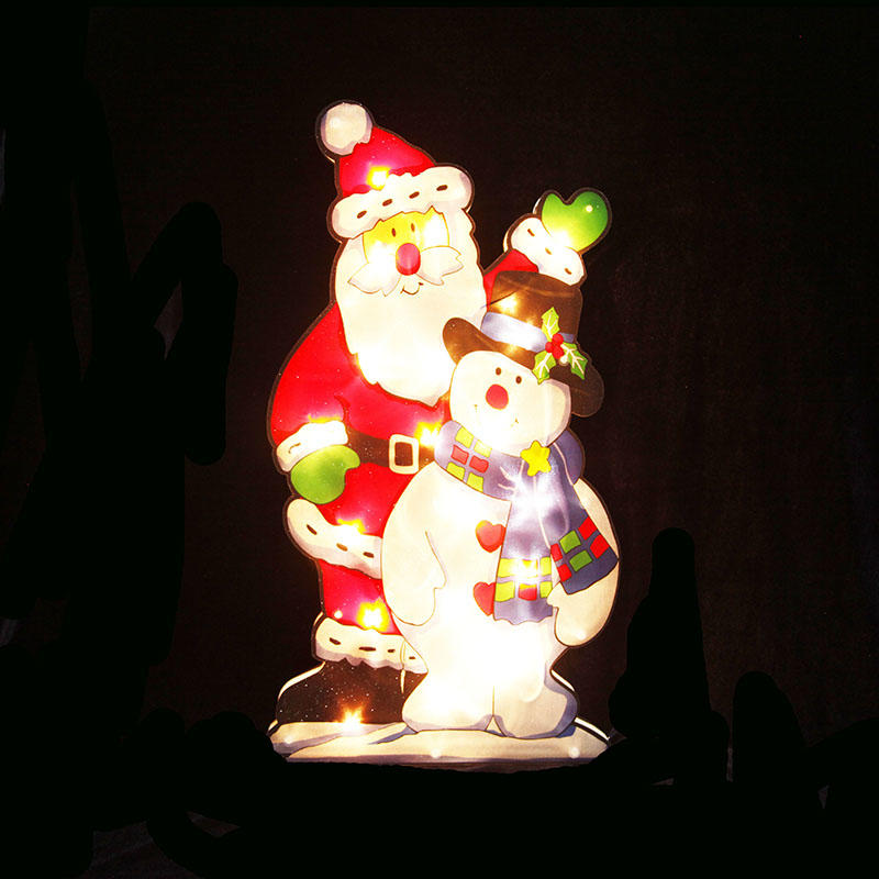 圣诞老人抱雪人PVC窗口灯