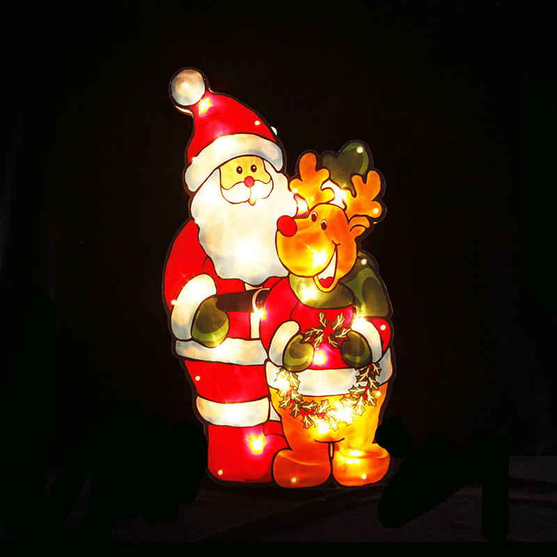 圣诞老人抱鹿 PVC窗口灯